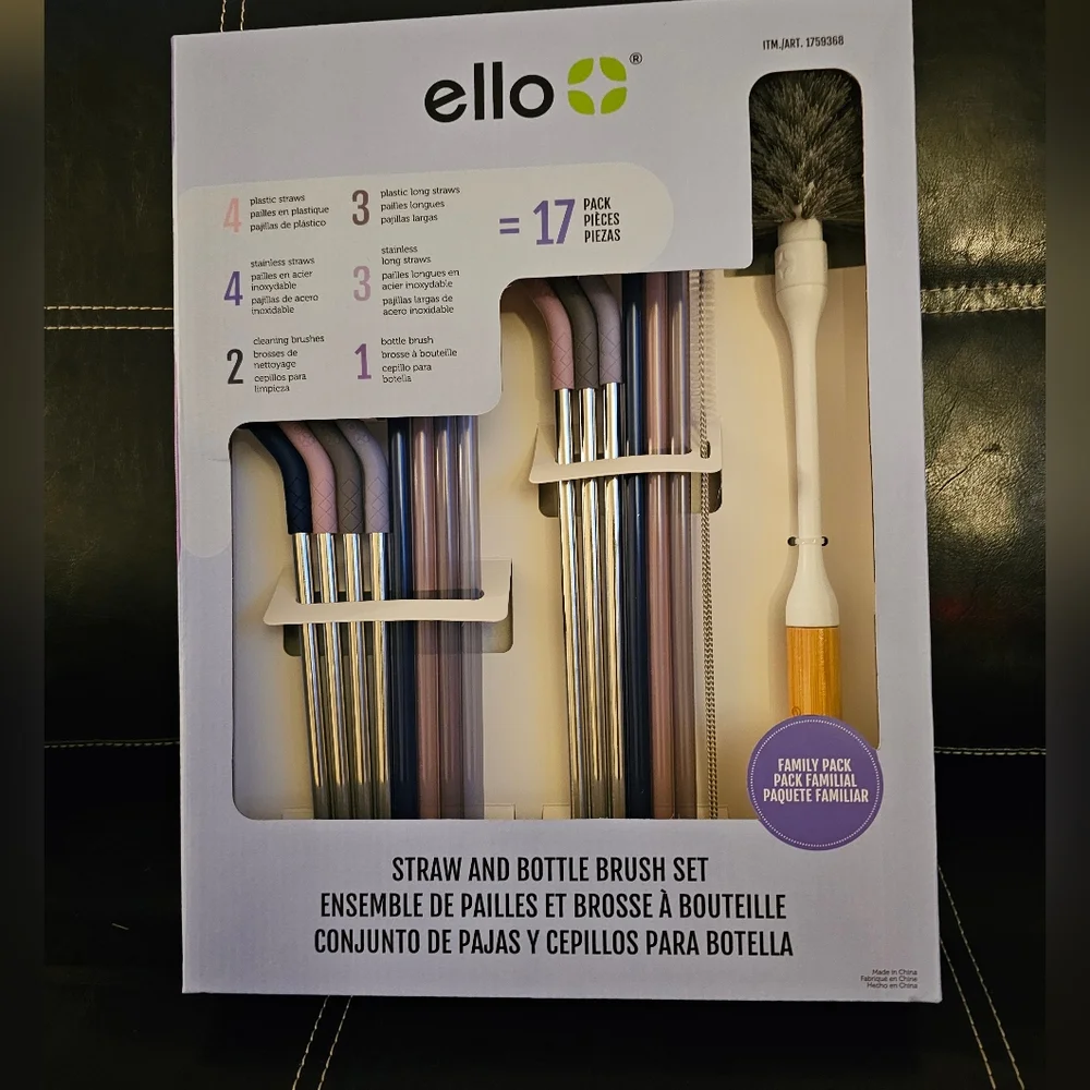 Ello 17-piece Straw and Bottle Brush Set